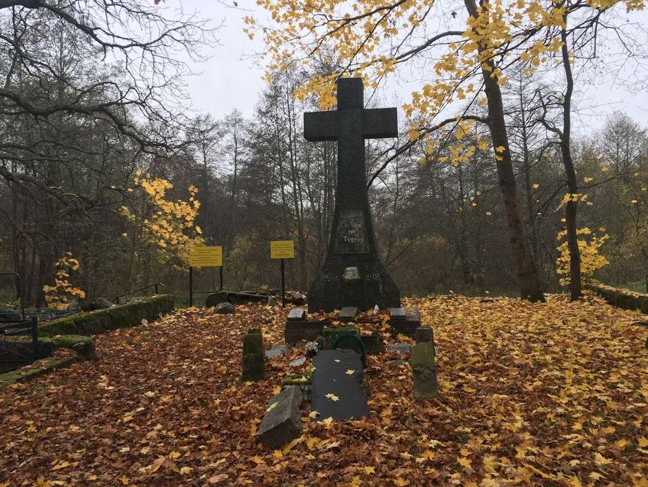 Памятный крест жертвам Первой мировой войны в п.Тростники.