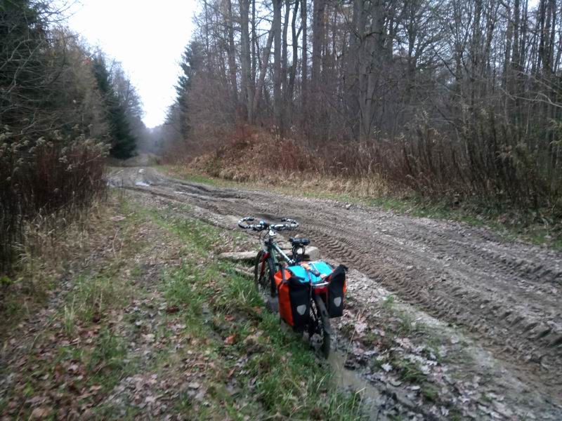 Байк Сергея Мезенова, припаркованный в луже