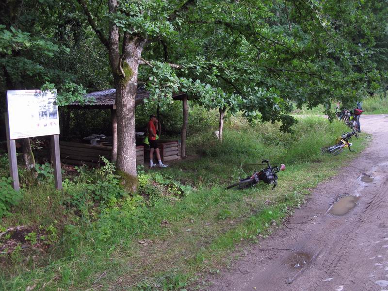 Остановка в беседке на центральном перекрёстке.