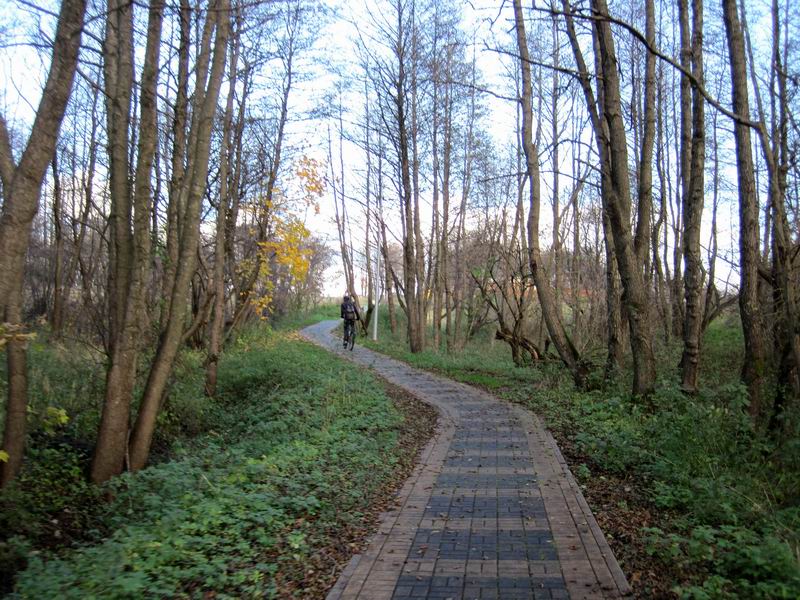 Едем по пешеходной дорожке в Русское