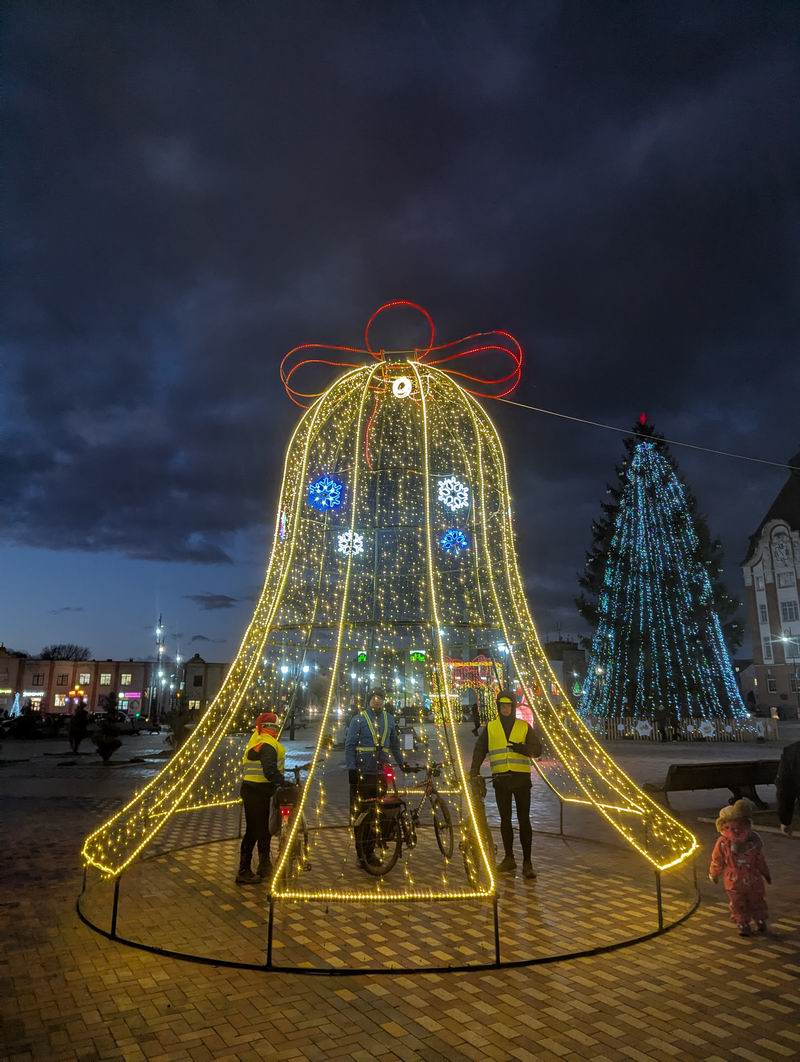 Вид на игрушку и елку, елка настоящая